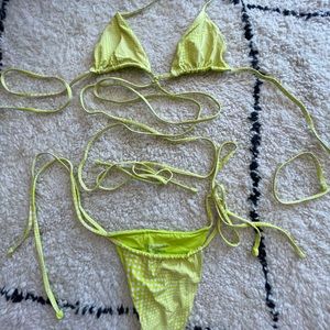 Frankie’s Bikinis green top and bottom set, M